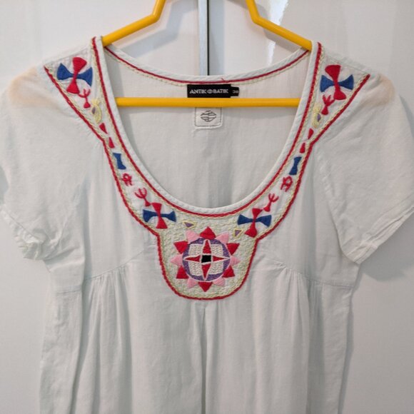 Antik Batik Embroidered Boho Tunic Top - Picture 1 of 12